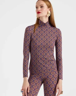 La DoubleJ Loungewear<TurtleneckSovereign Mini Purple in Skinny Jersey
