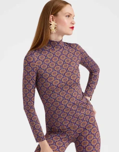 La DoubleJ Loungewear<TurtleneckSovereign Mini Purple in Skinny Jersey