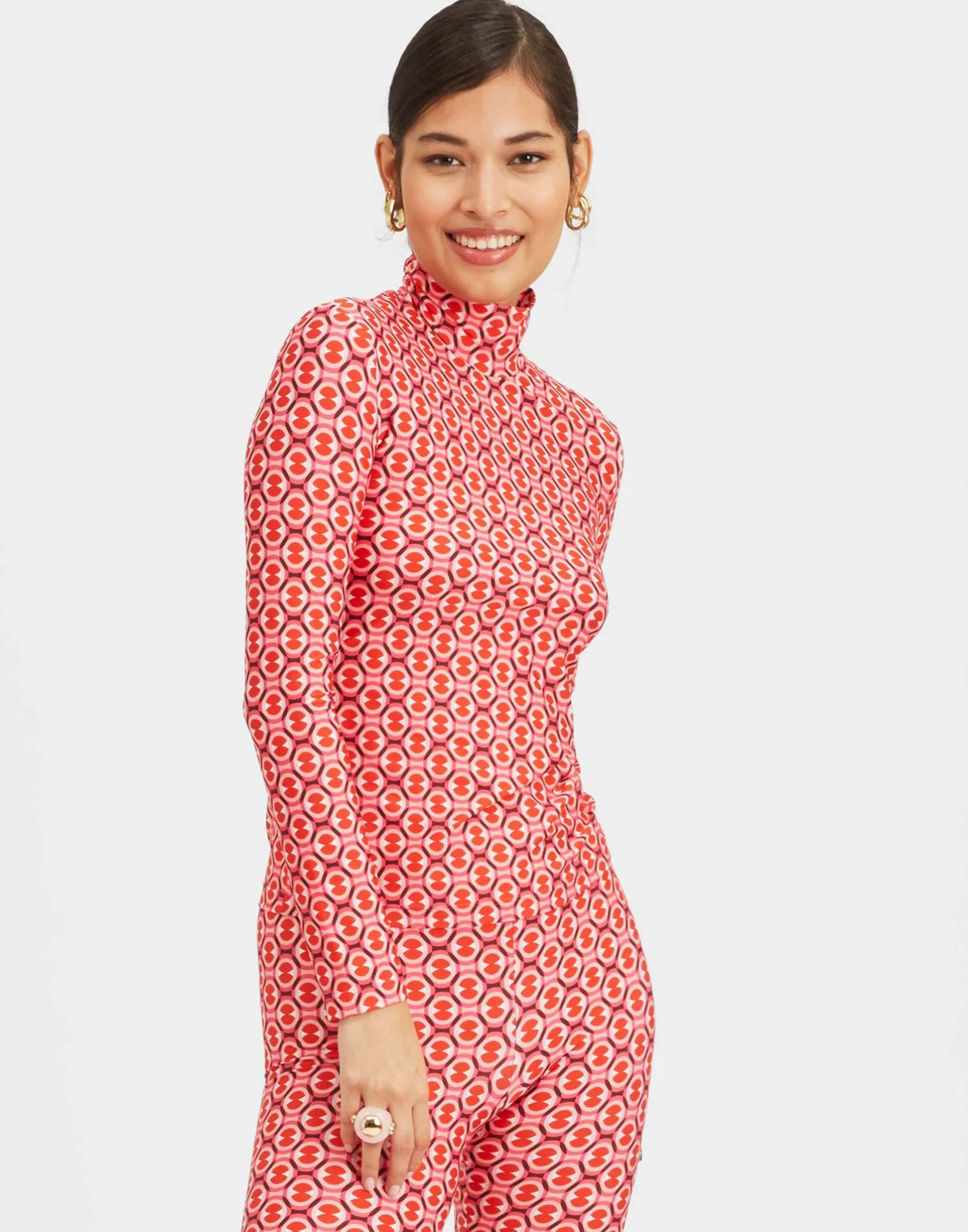 La DoubleJ Loungewear<TurtleneckSugar Rush Red in Skinny Jersey