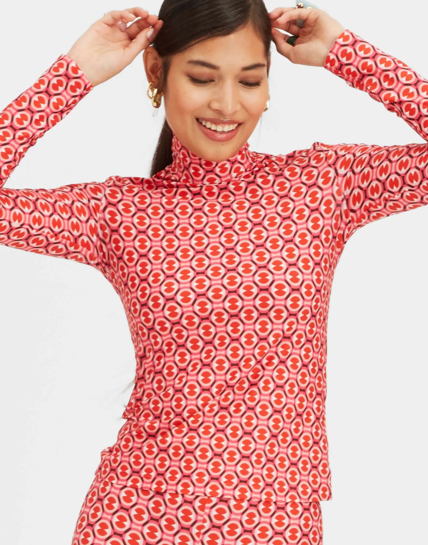 La DoubleJ Loungewear<TurtleneckSugar Rush Red in Skinny Jersey