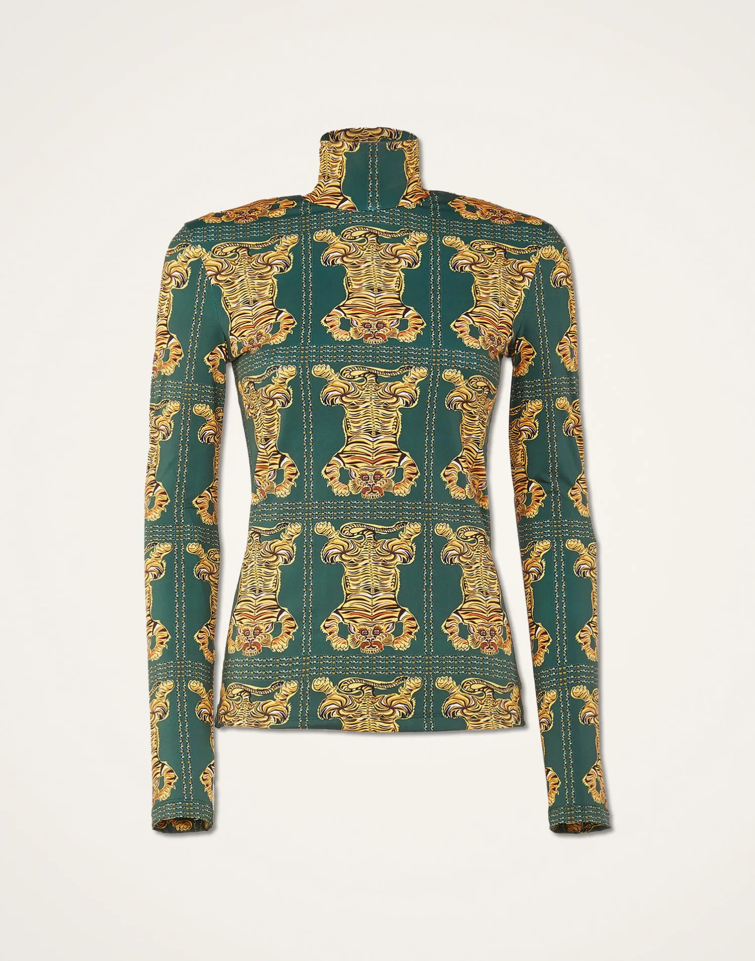La DoubleJ Loungewear<TurtleneckTiger Tiles in Skinny Jersey