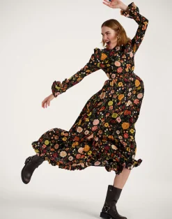 La DoubleJ Vestiti<Visconti DressBotticelli Black in Crepe De Chine Silk