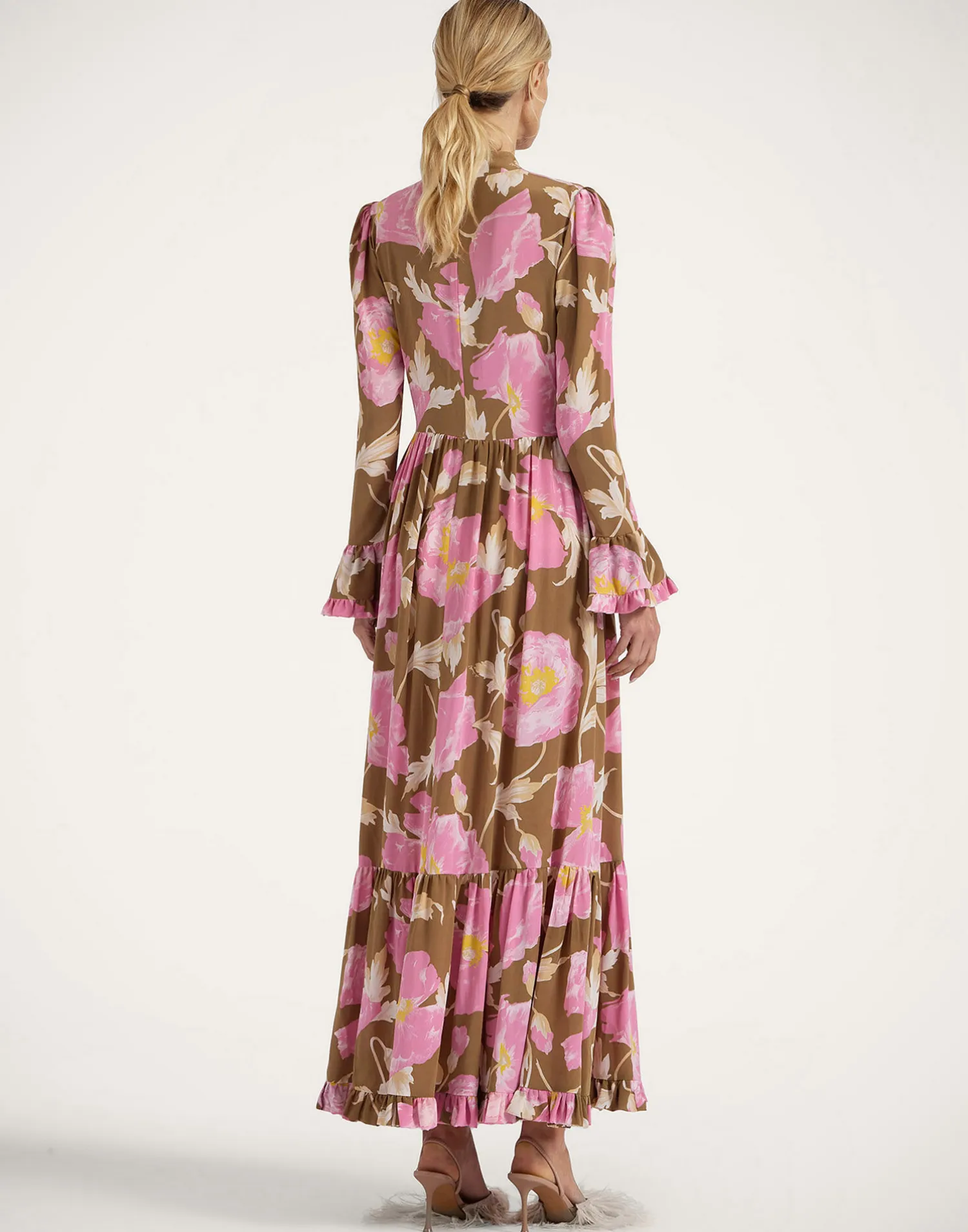 La DoubleJ Vestiti<Visconti DressSylph Khaki in Crepe De Chine Silk