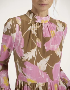 La DoubleJ Vestiti<Visconti DressSylph Khaki in Crepe De Chine Silk