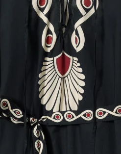 La DoubleJ Vestiti<Viviana DressMedallion Plac&eacute;e Black in Cotton Voile