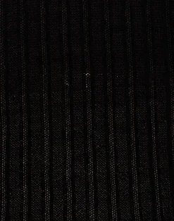 La DoubleJ Maglieria<V-Neck High Kick TopSolid Black in Ribbed Silk Cashmere With Feathers