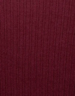 La DoubleJ Maglieria<V-Neck High Kick TopSolid Burgandy in Ribbed Silk Cashmere With Feathers