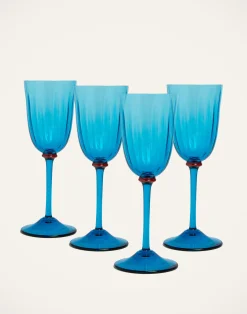 La DoubleJ Bicchieri|Vetro<Wine Glass Set of 4Azzuro in Murano Glass