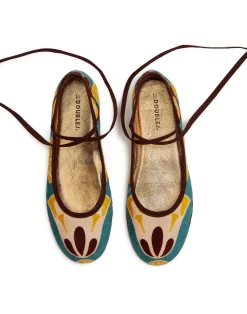 La DoubleJ Scarpe|Accessories<Winter Ballerina FlatsDendera Light Blue in Cotton Velvet