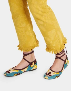 La DoubleJ Scarpe|Accessories<Winter Ballerina FlatsDendera Light Blue in Cotton Velvet