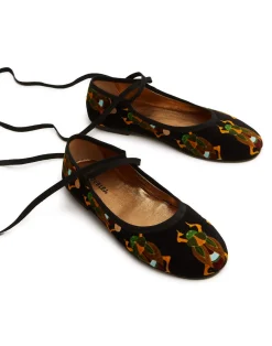 La DoubleJ Scarpe|Accessories<Winter Ballerina FlatsScarab Black in Cotton Velvet